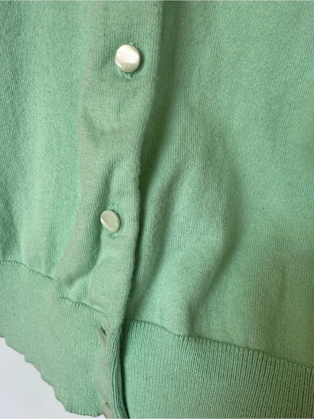 Vintage J. Crew Jackie Cardigan Sweater Womens M Mint Green Cotton Blend RN77388